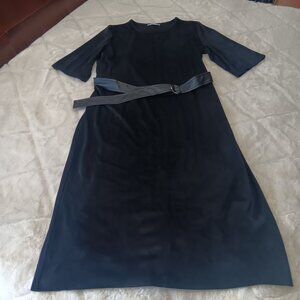 Zara basic black soft belted dress M